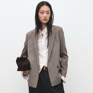 Mango Brown Houndstooth Blazer